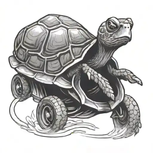 turtle driving a hot rod tattoo design idea