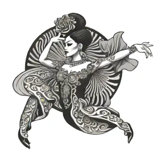 flamenco dancer no face tattoo design idea