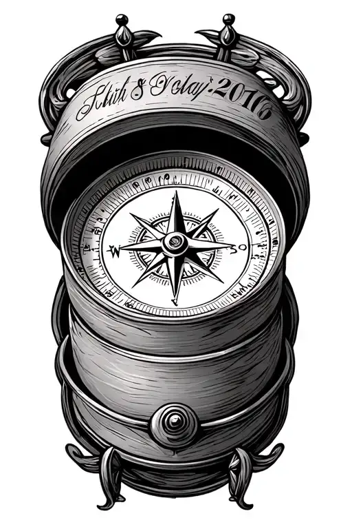 compass with wedding date  tattoo design idea