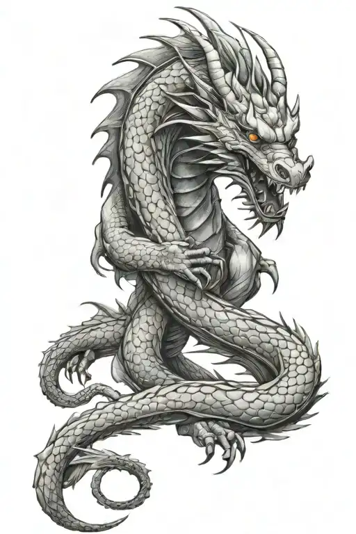 dragon wrapped round leg tattoo design idea