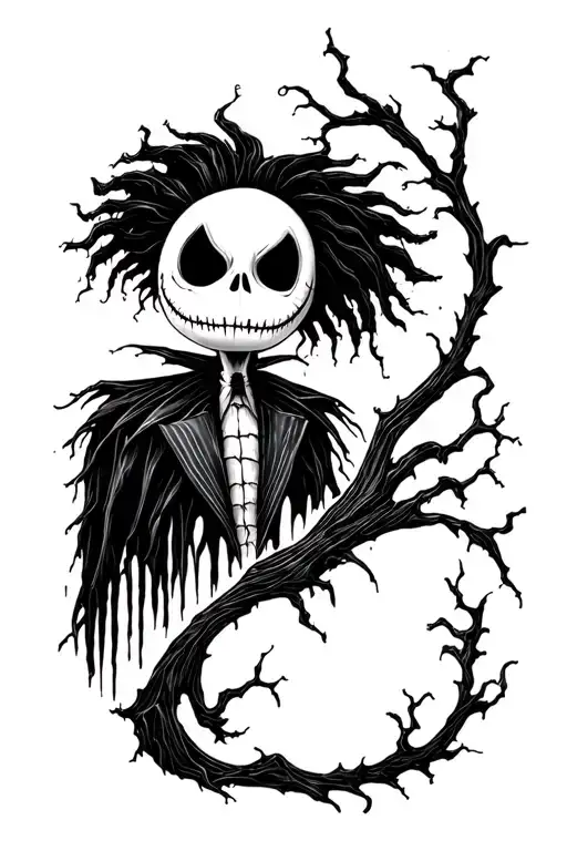 Beetlejuice nightmare before christmas tattoo design idea