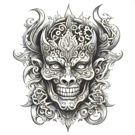 oramental, dark, evil tattoo design idea