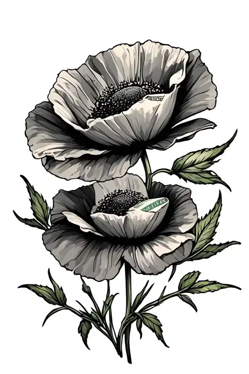 Hunting, military, automotive, dollars, poppy seeds, tattoo design idea