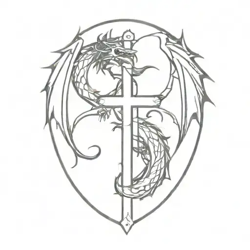 dragon wrapped around a cross tattoo tattoo design idea