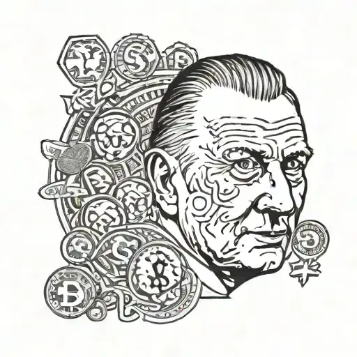 Vladimir zhirinovsky face with dollar sign surround tattoo design idea