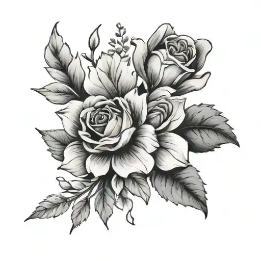  Make a bouquet of flowers using the birth month of January February and July at the ends they’re gonna have names. The  tattoo design idea