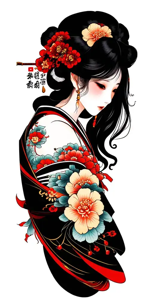 Create a traditional Japanese Irezumi tattoo flash design in A3 portrait proportions (≈3508×4961 px, 300 dpi).Layout: a tattoo design idea