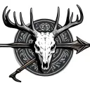 deer skull hunter bow and arrow tattoo design idea