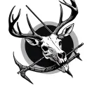 deer skull hunter bow and arrow tattoo design idea
