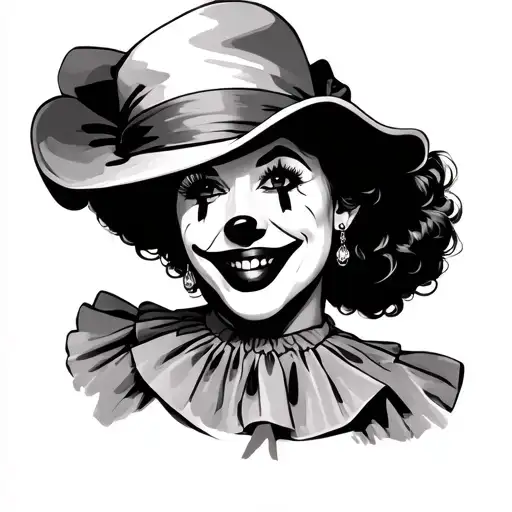 clown chola with her hat flipped up tattoo design idea