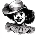 clown chola with her hat flipped up tattoo design idea