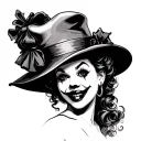 clown chola with her hat flipped up tattoo design idea