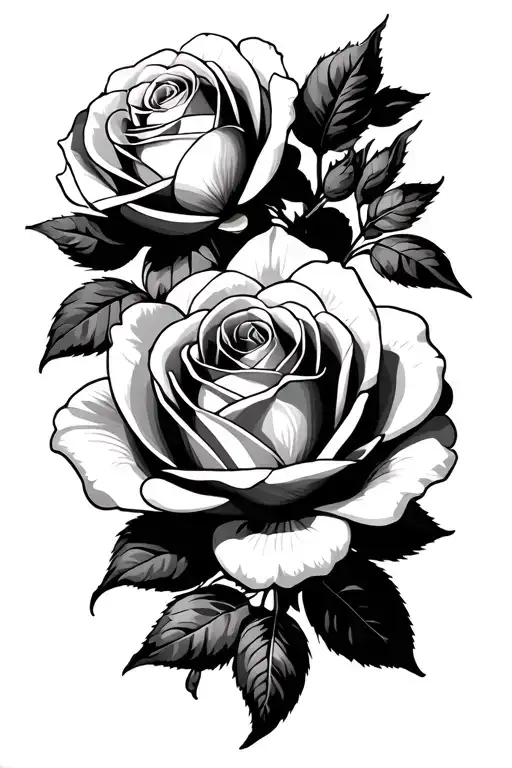 Roses and magnolia flower, dove tattoo design idea