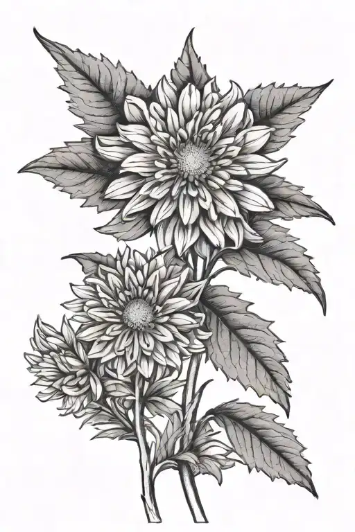 aster flower with stem tattoo design idea