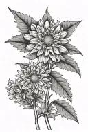 aster flower with stem tattoo design idea