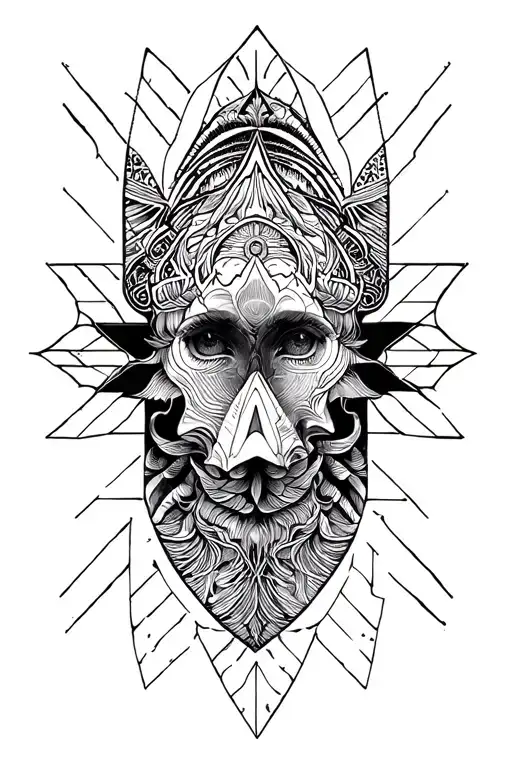 geometric alex grey blackout sleeve tattoo design idea