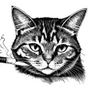 cat smoking joint tattoo design idea