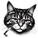 cat smoking joint tattoo design idea