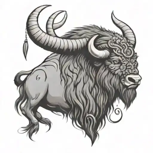 bison viking head sleeve tattoo design featuring tattoo design idea