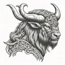 bison viking head sleeve tattoo design featuring tattoo design idea