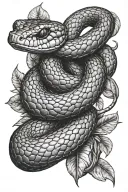 king cobra snake wrapping tail around stem tattoo design idea