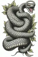 king cobra snake wrapping tail around stem tattoo design idea