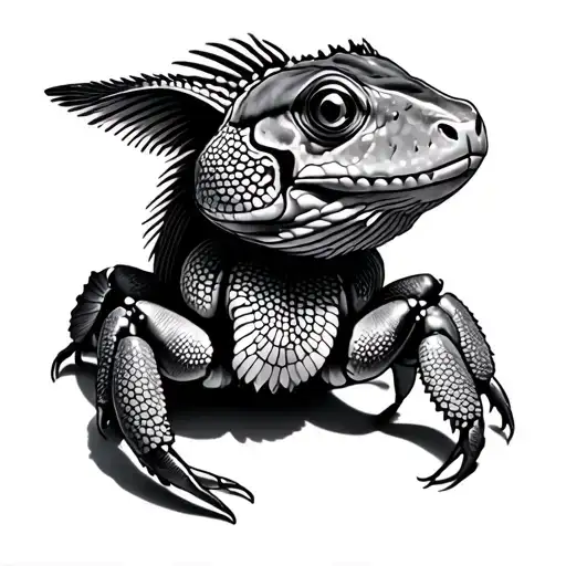 hermit crab, betta fish, bearded dragon, dog all seperate tattoo design idea