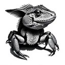 hermit crab, betta fish, bearded dragon, dog all seperate tattoo design idea