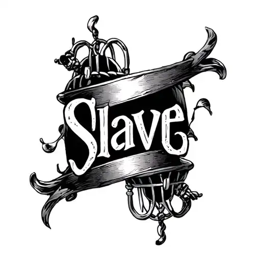 "Slave" chastity cage tattoo design idea