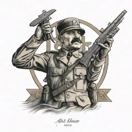 basic Adolf Hitler sieg heil german infantry tattoo design idea
