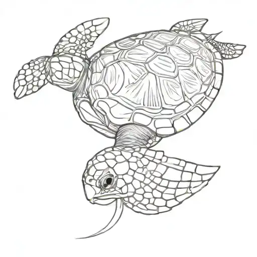 sea turtle swimming manga inspired tattoo tattoo design idea