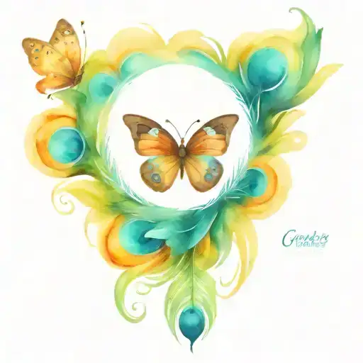 peacock feathers butterflies  tattoo design idea