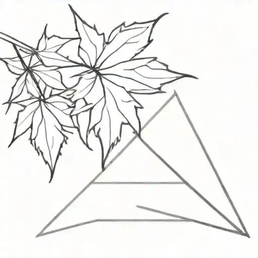 blackout Japanese maple leaf in a triangle background tattoo design idea