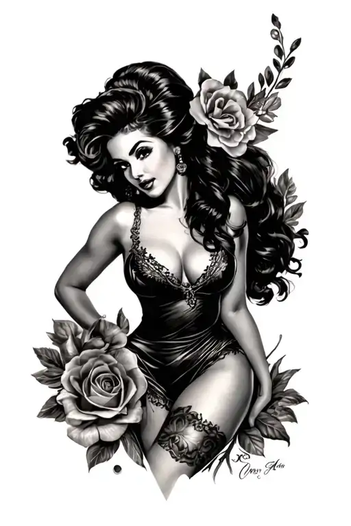 latina pinup tattoo design idea