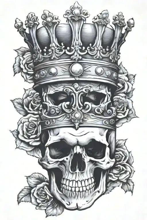 skull with king's crown tattoo design idea