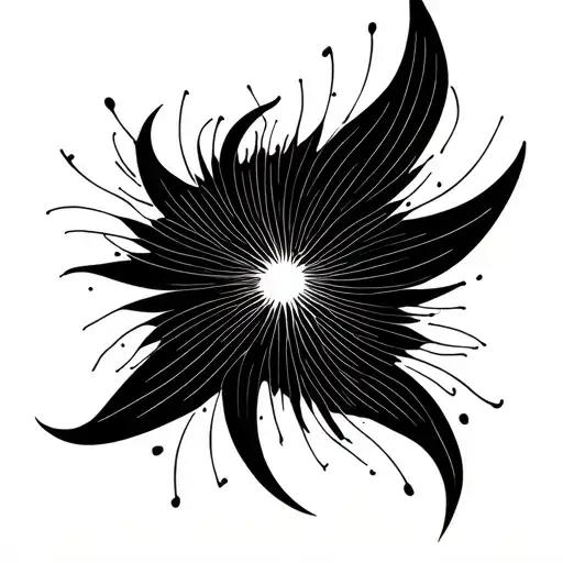 design of interscecting lines some thick and some thin all black no color art piece wild and crazy.  tattoo design idea