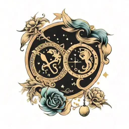 signed astrology Libra Sagittarius Cancer zodiac sign tattoo design idea