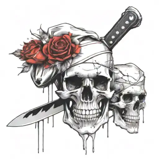 chef knife skull roses art inspired tattoo tattoo design idea