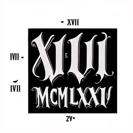 "XXVI • VIII • MCMLXXXV" Italic Words tattoo design idea