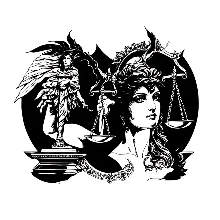 The goddess of justice - Themis. I want it to be horror-like.  tattoo design idea