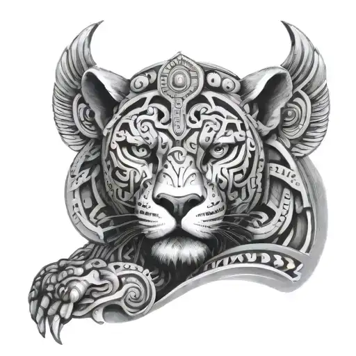mayan jaguar warrior tattoo design idea