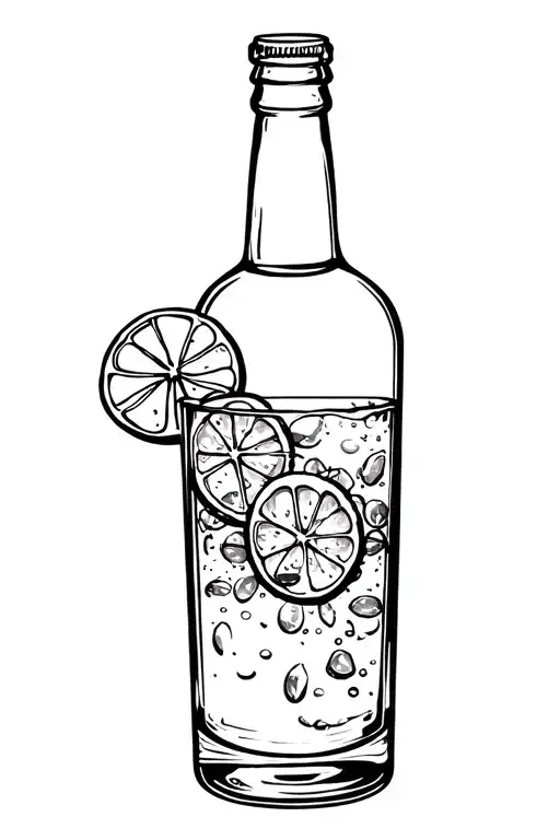 bottle of gin and tonic drink tattoo design idea