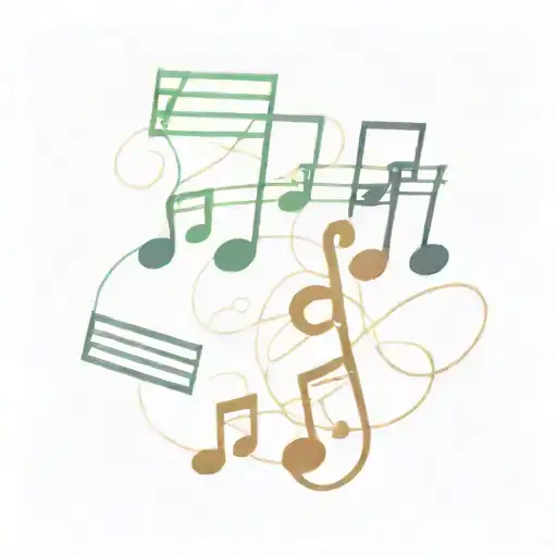 An abstract representation of music notes forming a circuit board tattoo design idea