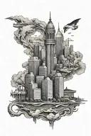 Baltimore city skyline key tattoo design idea