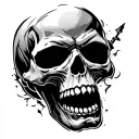 Skull, anger, fearsome, freedom, justice, punishment, avenged tattoo design idea