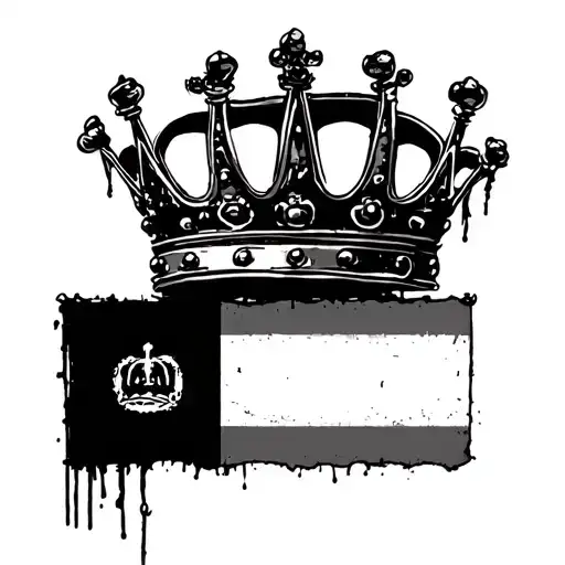 basquiat crown and Chicago flag tattoo design idea