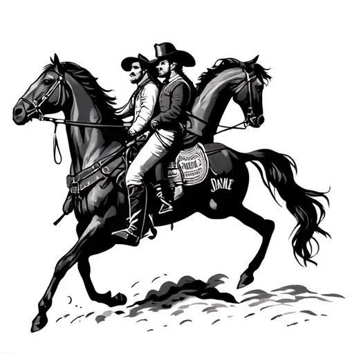 jack daniels and captain morgan riding a horse tattoo design idea