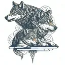 two wolves siting eatchother like yin tattoo design idea