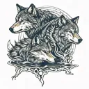 two wolves siting eatchother like yin tattoo design idea