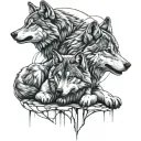 two wolves siting eatchother like yin tattoo design idea